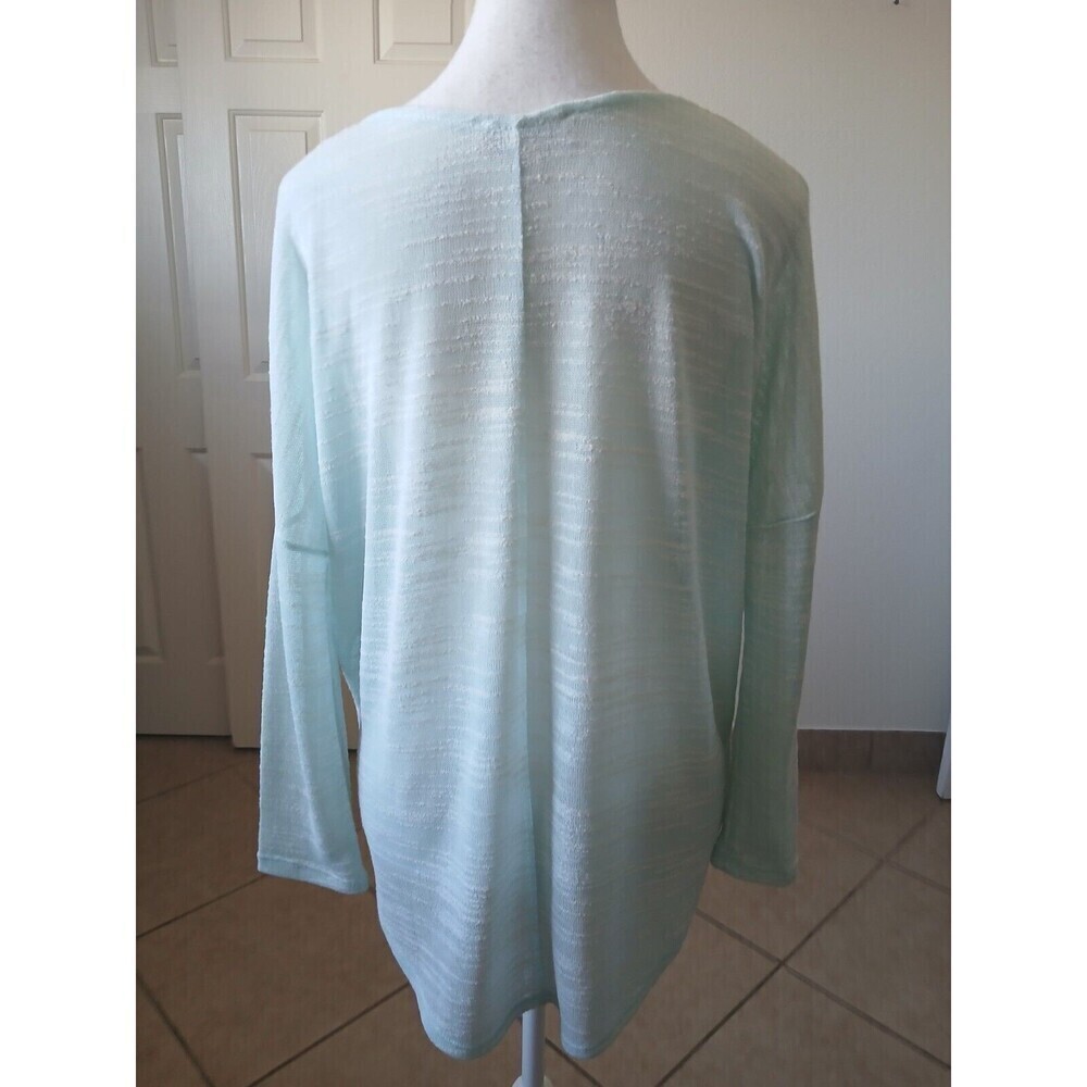 Olive And Oak Womens Tunic 3/4 Sleeve Textured Shirt Size‎ Medium  Aqua/White - Picture 4 of 14